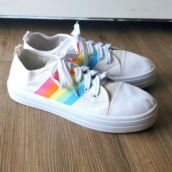 Sole Mates Rainbow Canvas Platform Sneakers - Picture 1 of 10